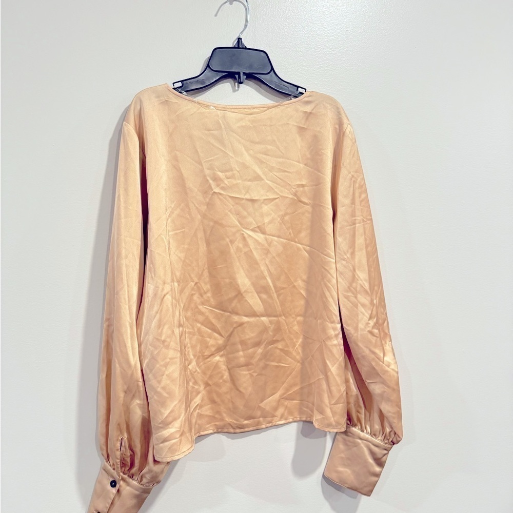 Sanctuary Women's Satin Extended Cuff Blouse Beige, Oatmilk US XS - Picture 8 of 9